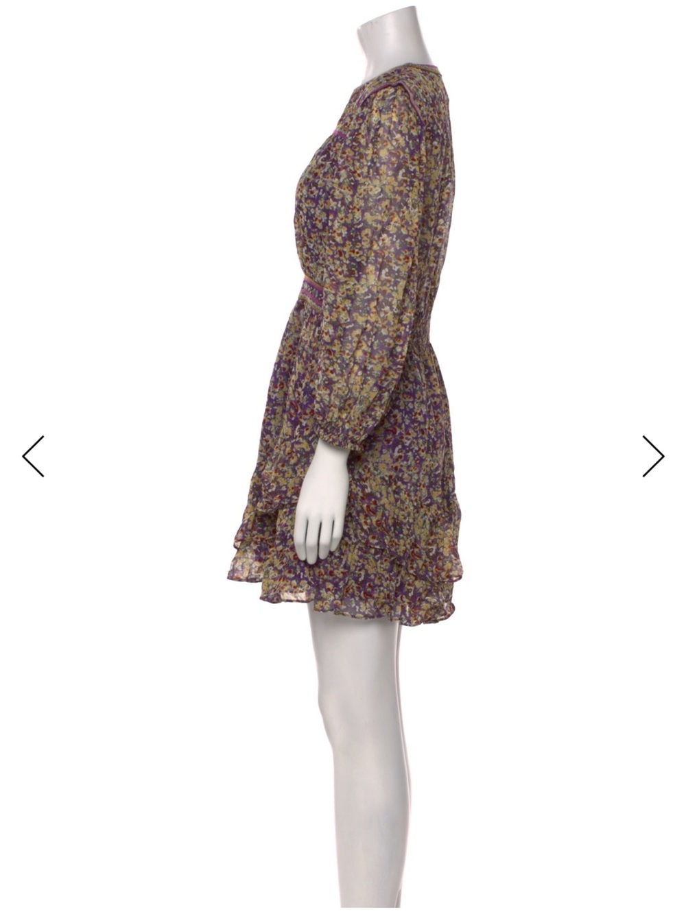 ba&sh purple and gold floral mini dress size XS - Picture 2 of 3
